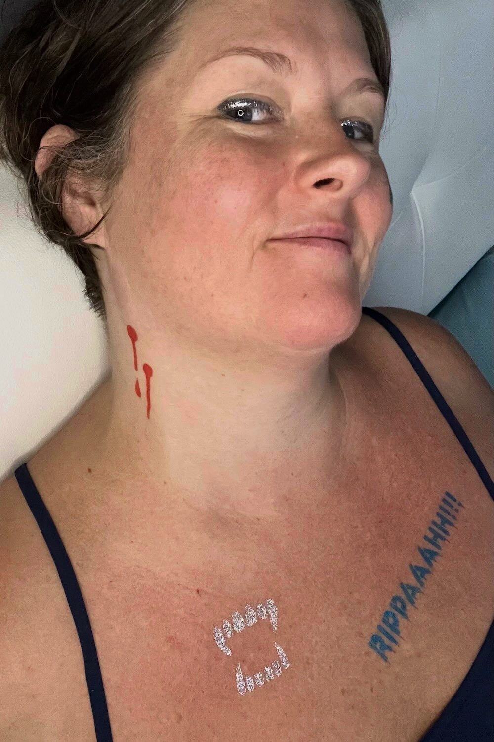 The Vampire Diaries inspired fangs and blood art